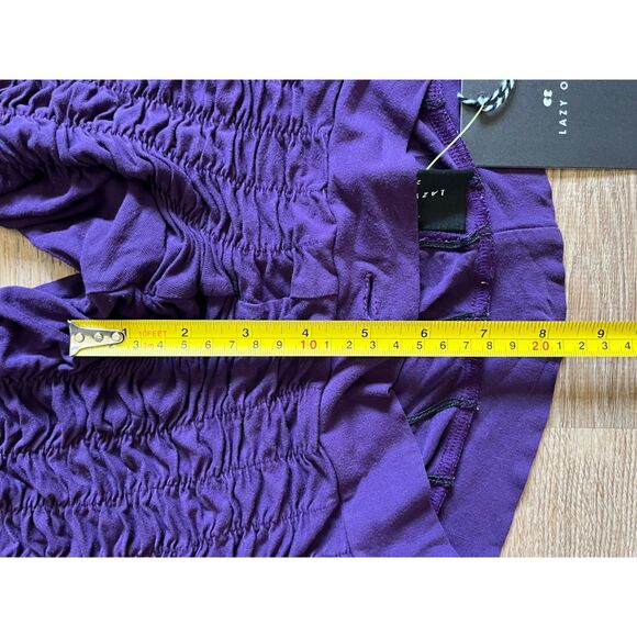NWT LAZY OAF Purple Rusched Flare Bell Bottom Pants Trousers   Women's Size 28 - Picture 6 of 8